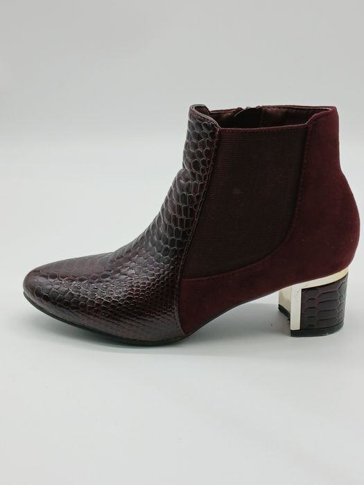 Botas de senhora bordeaux em pele e camurça 38