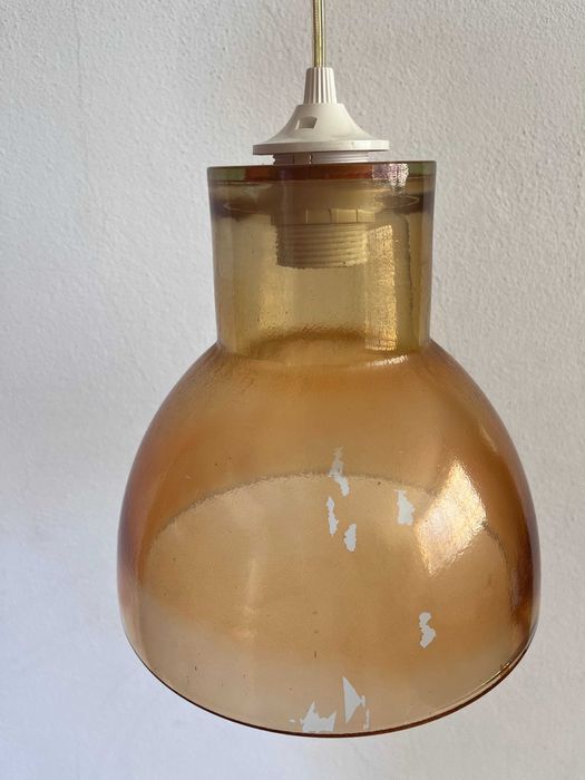Conjunto de 4 candeeiros de teto em vidro âmbar, ideal para DIY