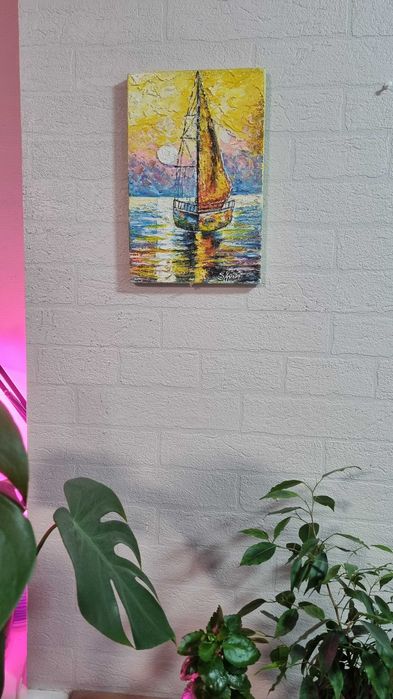 Картина "Кораблик" холст, акрил, на підрамнику  20х30 см