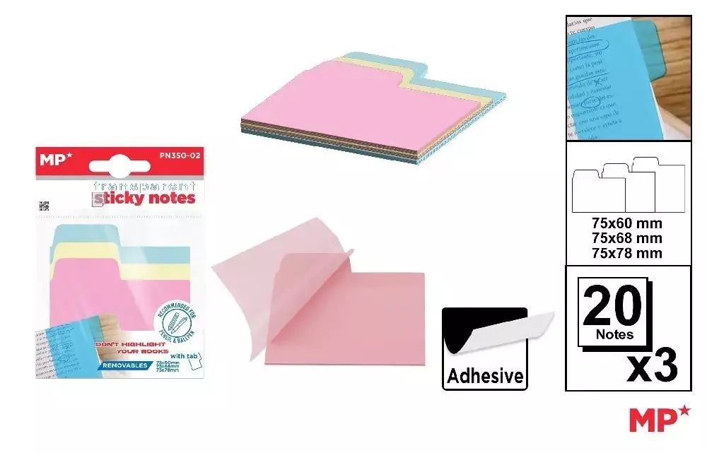 Karteczki Samoprzylepne Indeksujące 3X20Szt. Nowy Produkt