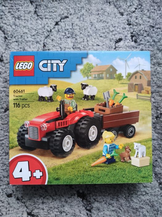 LEGO CITY Czerwony traktor z przyczepą i owcami