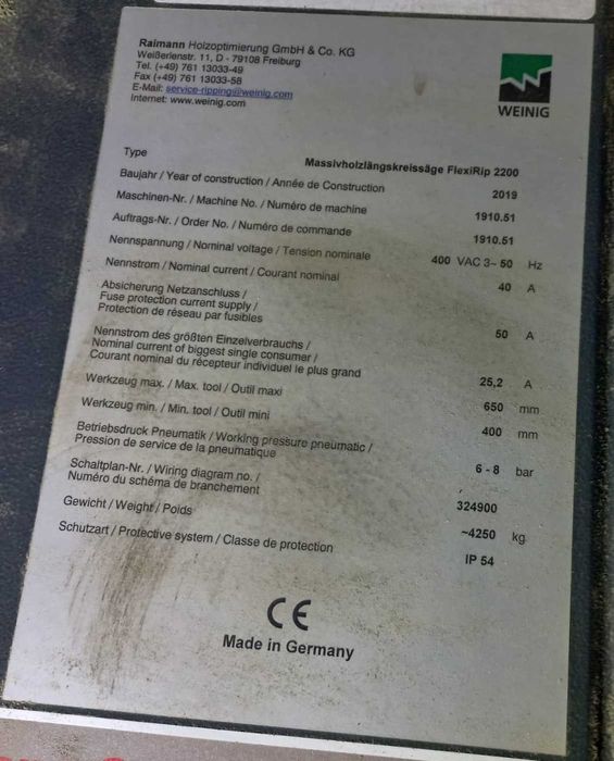 Pila Wzdluzna WEINIG RAIMANN FlexiRip 2200