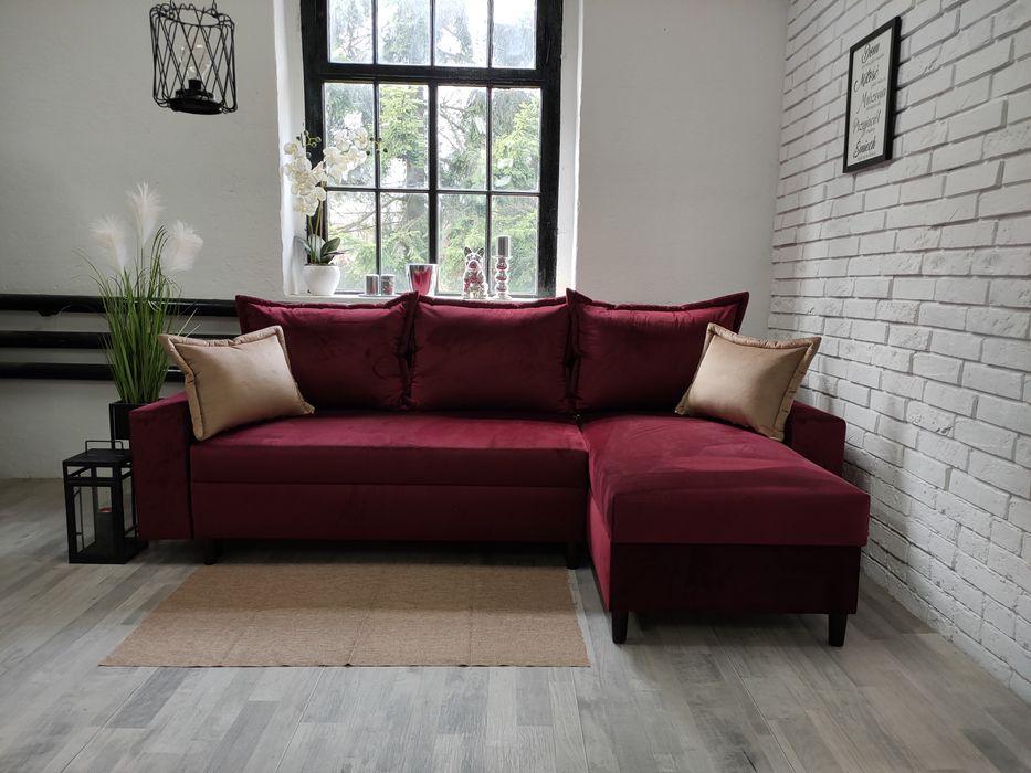 Narożnik Tokio sprężyny welur drewno