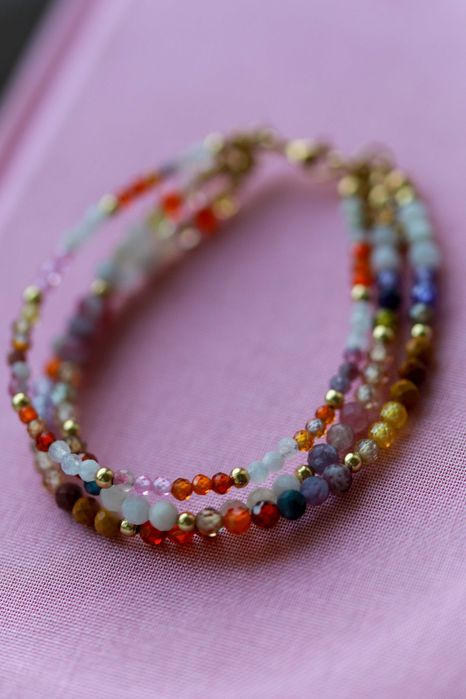 Bransoletka z cyrkonii i kamieni naturalnych