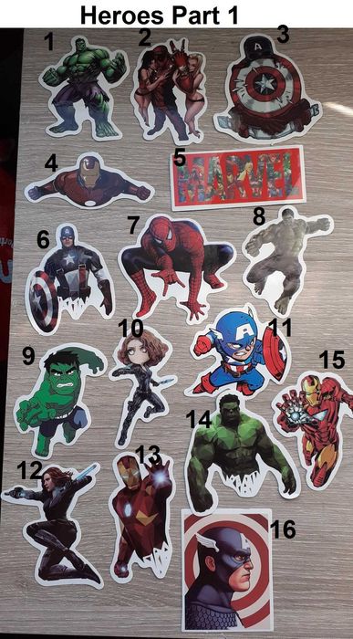 Stickers super heróis marvel, DC, X-men