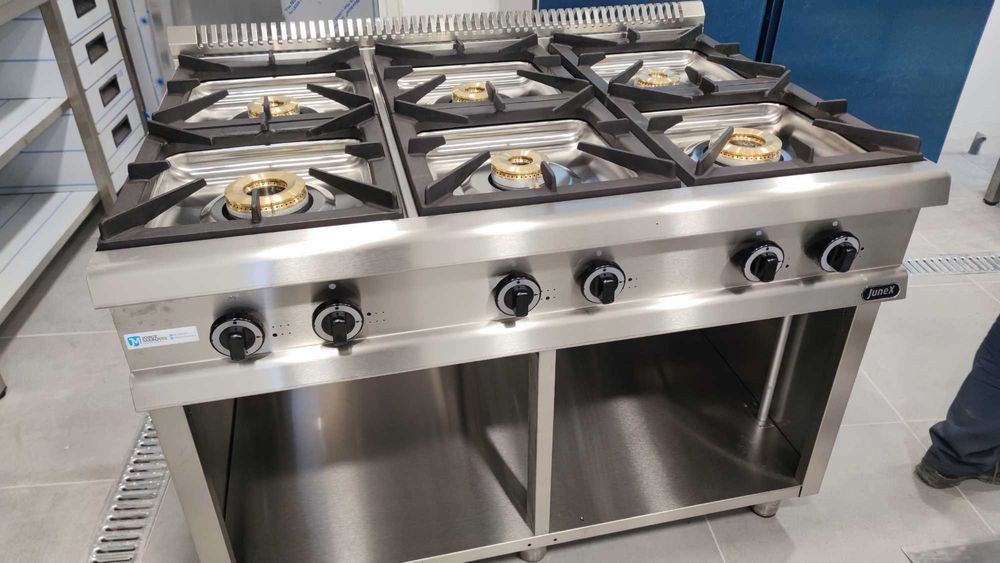 Fogão a gás 6 queimadores industrial linha 90 para restaurante