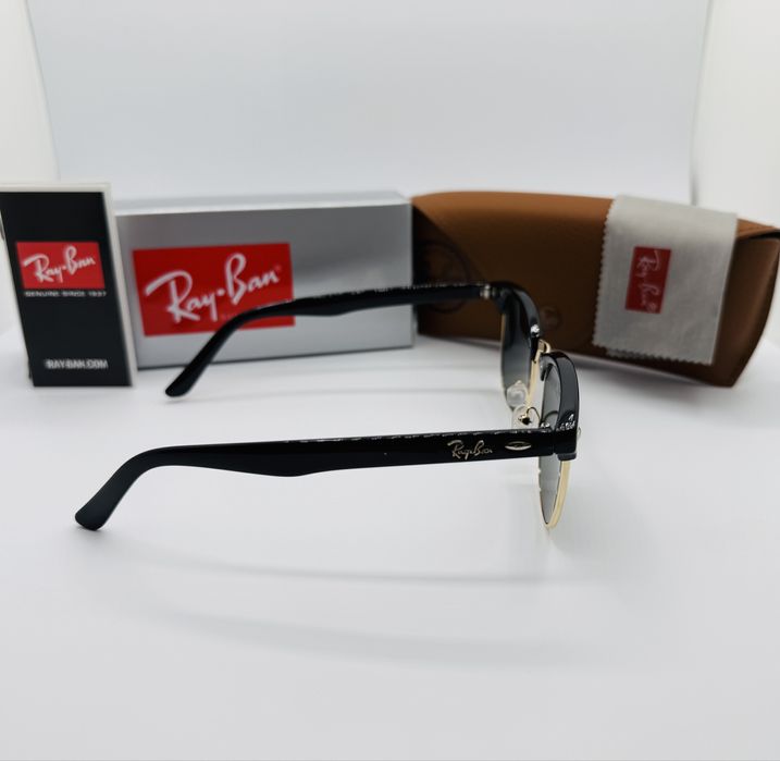 Солнцезащитные очки Ray Ban Clubmaster 3016 Gold-Black 51мм стекло