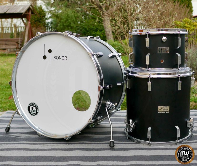 ‼️ Perkusja Sonor Champion 24", 13", 16" Matte Black 70s Vintage ‼️