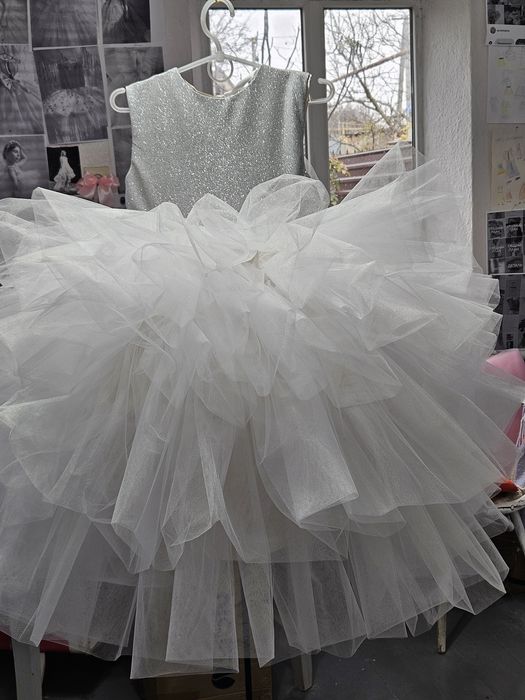 Сукня сніжинка плаття на дівчинку білого кольору Сукня янгол