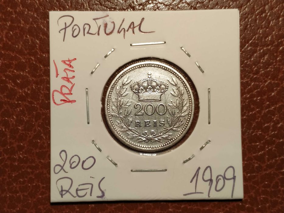 B49 moeda em prata de 200 reis de 1909 (D. Mnuel II) - Portugal
