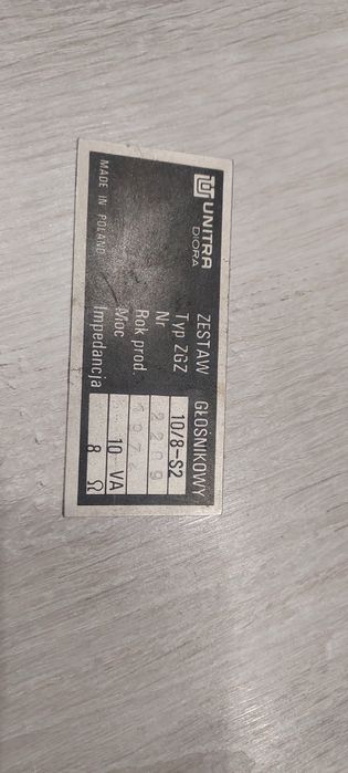 Tabliczka znamionowa Unitra Diora !