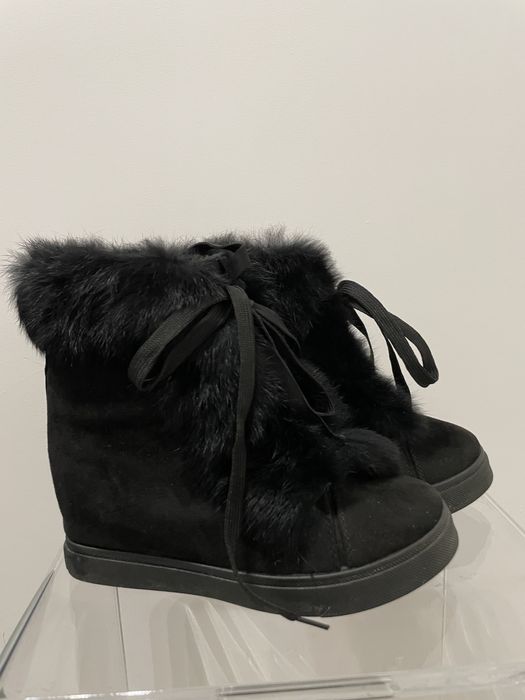 Botki sneakersy zimowe 39 czarne zamsz