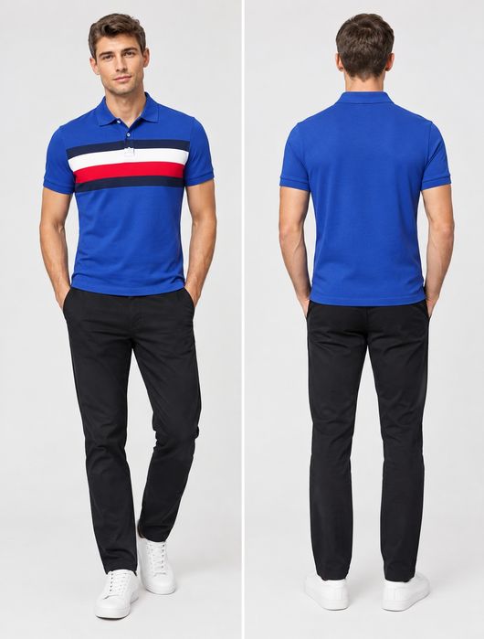 Tommy Hilfiger Polo M Slim Fit – niebieska, stan dobry