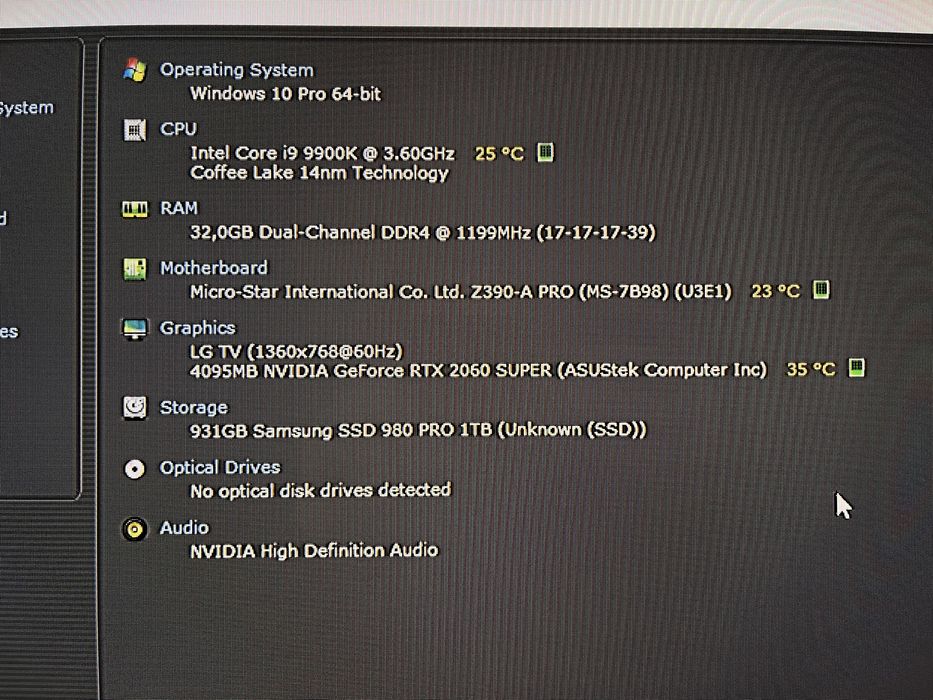 Desktop Gaming - Intel i9900k, 1TB 980Pro, 32Gb DDR4, RTX Super