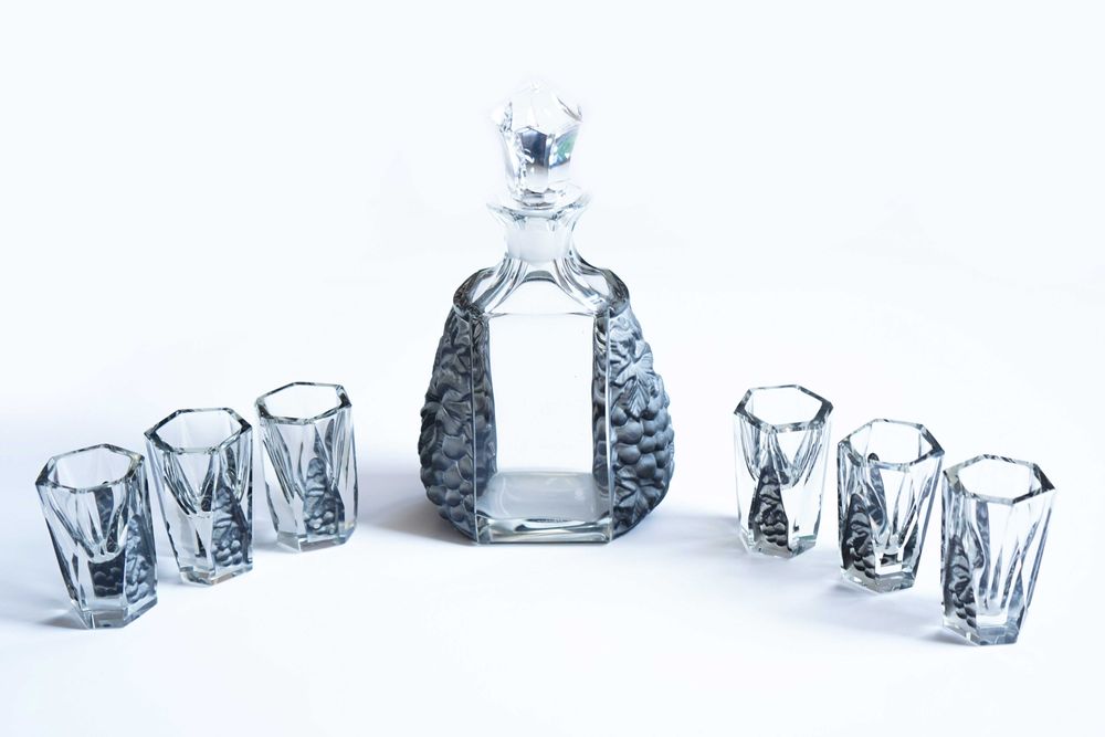 Ekskluzywny zestaw karafka i kieliszki Art Deco Moser unikat