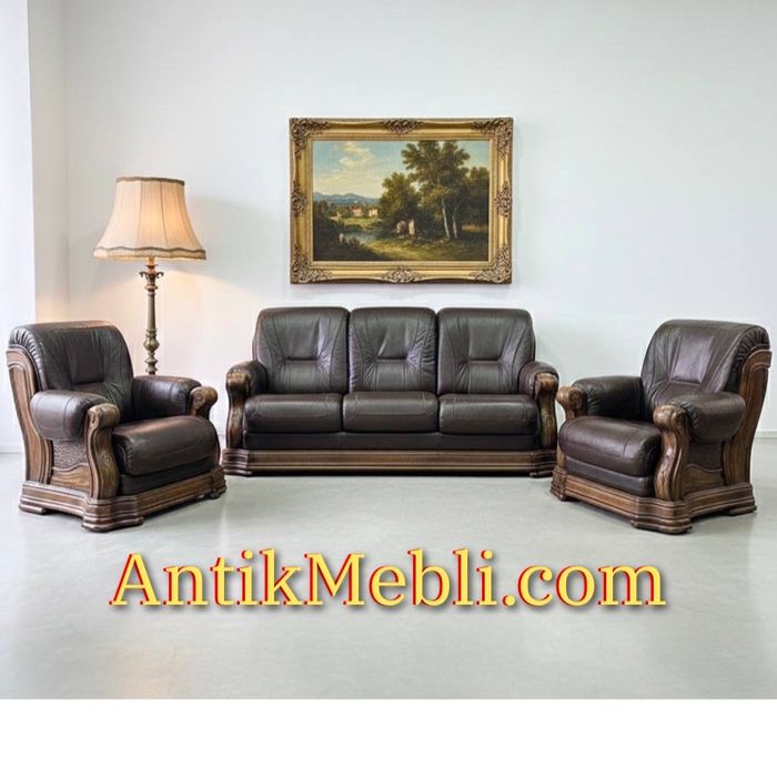 Шкіряний комплект диван + 2 крісла кожа 4183