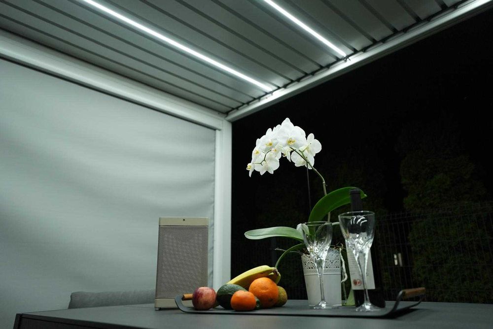 Pergola Tarasowa Ogrodowa Aluminium LED Automat Roleta