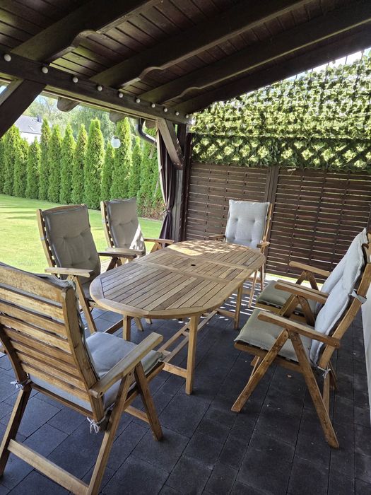 Drewniany komplet tarasowy stół+6 krzeseł