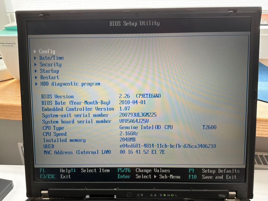 IBM ThinkPad T60p, 2GB RAM, 15” UXGA (1600x1200), Intel T2600, HDD 100GB 7200rpm