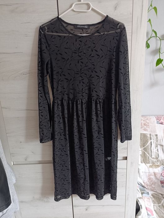 Sukienka czarna transparentna narzutka na strój kąpielowy