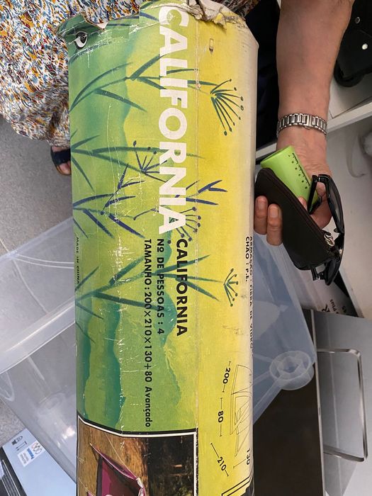 Tenda de Campismo para 4 Pessoas - cor verde e beje