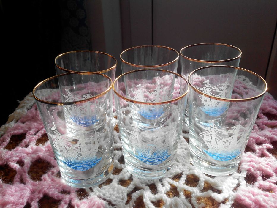 стаканы с рисунком набор 6 штук новые