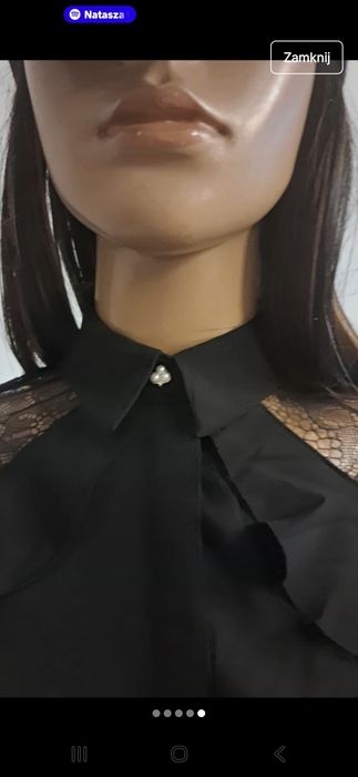 Czarna bluzka elementy koronkowe