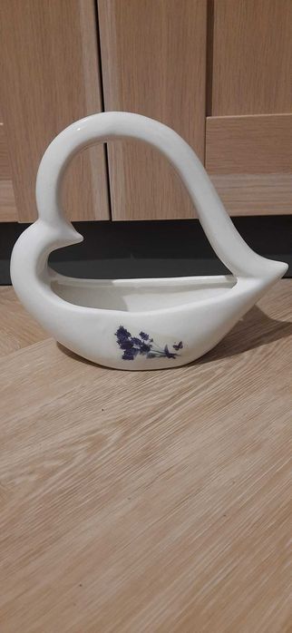 Ceramiczny Koszyczek / Osłonka Łabędź / Lawenda / Styl Prowansalski
