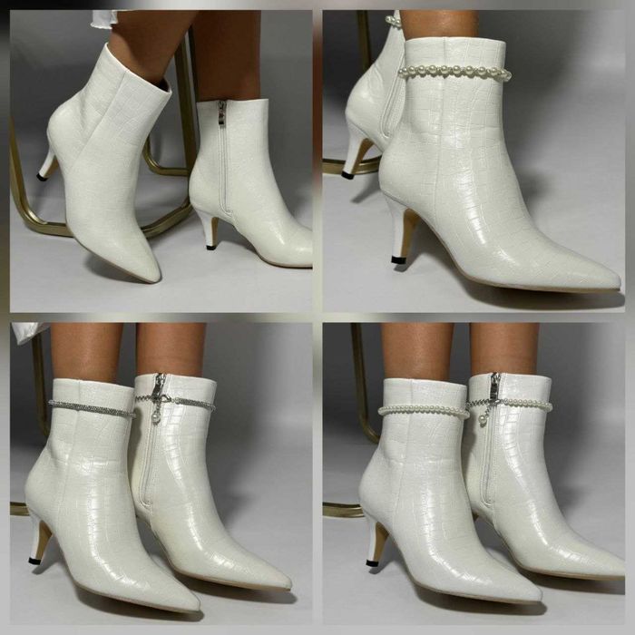 Весільні ботильйони, чобітки з єкошкіри з ремінцем ( знімається)