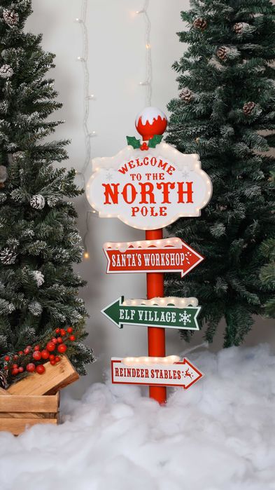 Placa de Natal com Direções – Decoração