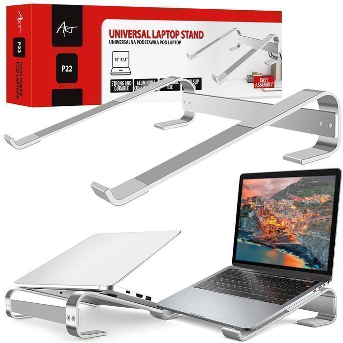 Podstawka pod laptop 10 - 17" ART P22 aluminiowa mocna srebrna