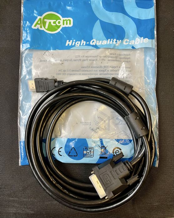 Кабель Atcom (3810) DVI-HDMI 3м2 ferite