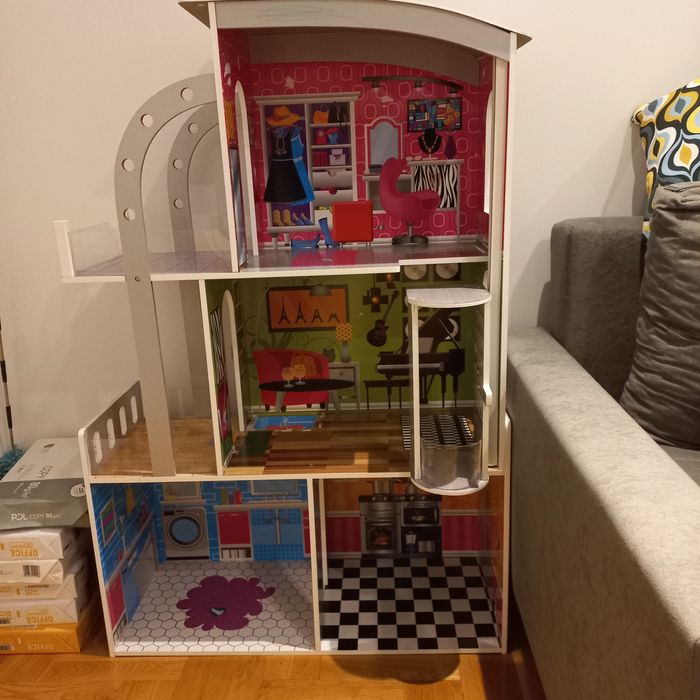 Duży drewniany domek dla lalek 110 cm