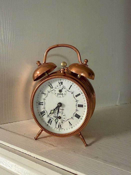 Механический  будильник Wehrle Teen Tubell Germany, латунь/медь.
