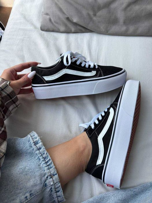 Кеди Vans Old Skool Platform / Ванс Олд Скул Платформ черные белые 38 39 40 41 42 43
