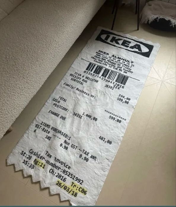 Ковер килим ікеа ікея virgil ABLOH X IKEA MARKERAD "RECEIPT"