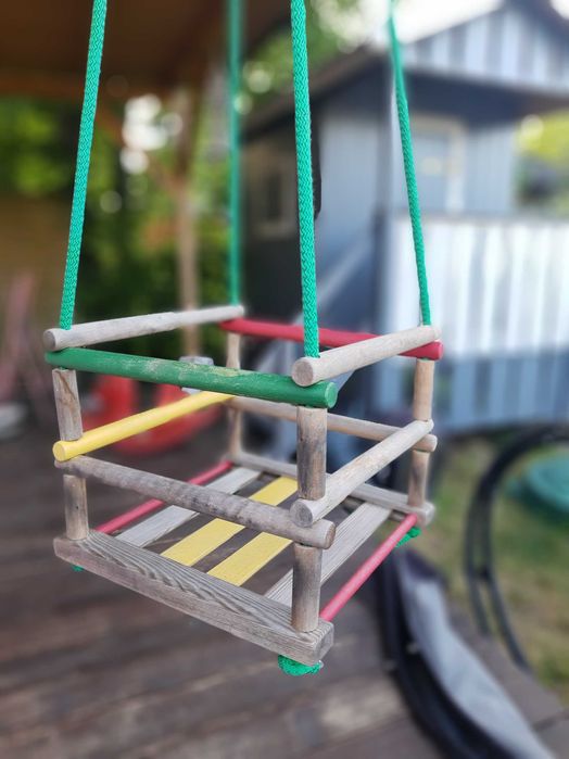 Huśtawka drewniana szczebelkowa dla dzieci