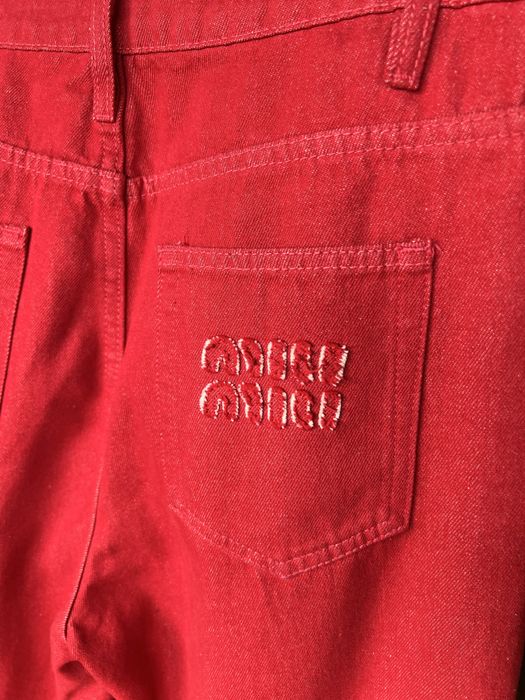 Czerwone jeansy Miu Miu straight high waist, rozmiar M