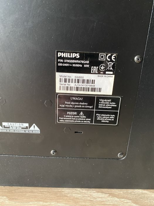 TV Philips 47”  uszkodzona matryca + subwoofer SWB50
