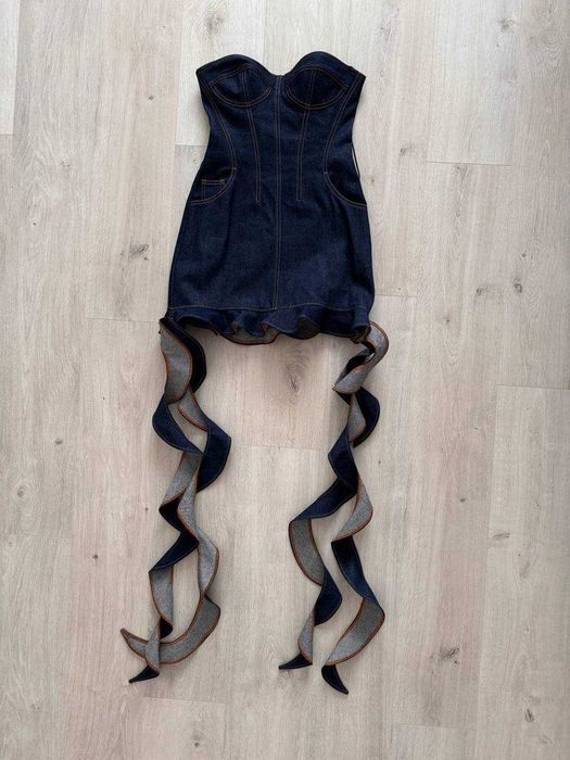 DAVID KOMA Corset Denim cotton mini dress UK6 XS міні сукня корсет