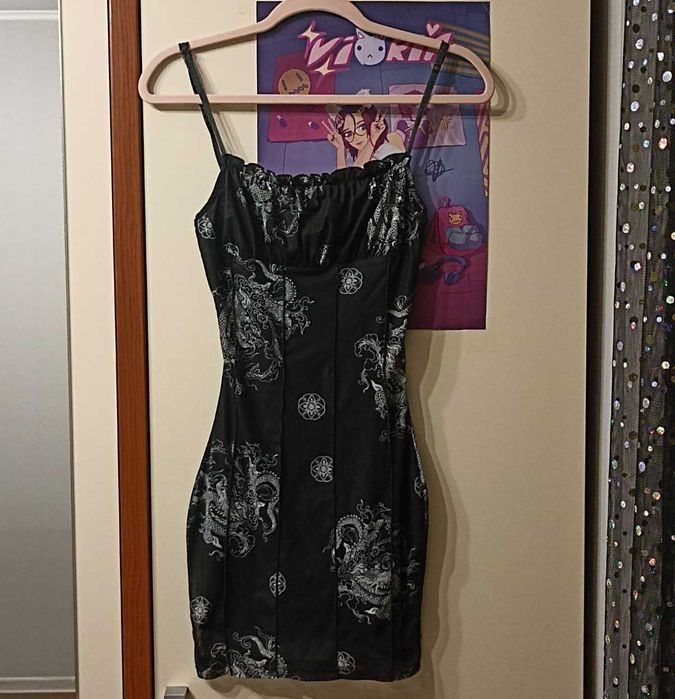 Готична сукня з драконами в стилі печворк Shein y2k