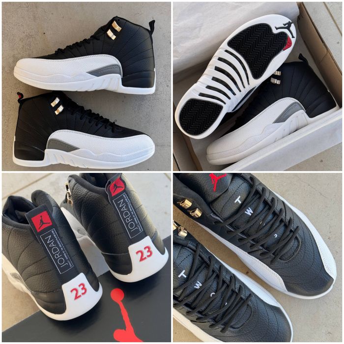 р36-45 Кросівки Air Jordan 12 Retro Black White Red
