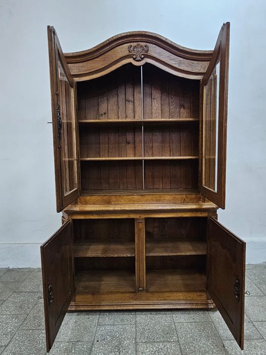 Stylowy dębowy kredens biblioteczka witryna Francja /