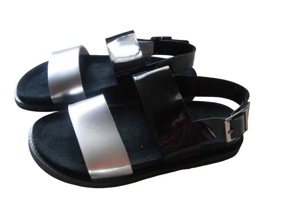 Nowe czarne srebrne sandały BonPrix Rainbow 37 23,5 cm