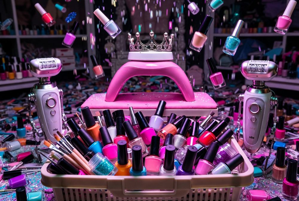 Корзина "Маникюрный Армагеддон 2026" — я сдаюсь! 50+ лаков, 2 UV-лампы, 2 эпилятора Braun и полный хаос красоты »