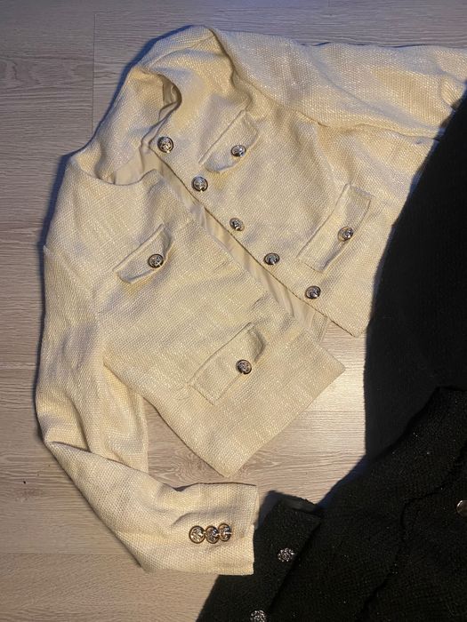 Піджак твідовий шорти юбка твідова новий молочний беж чорний хс с м