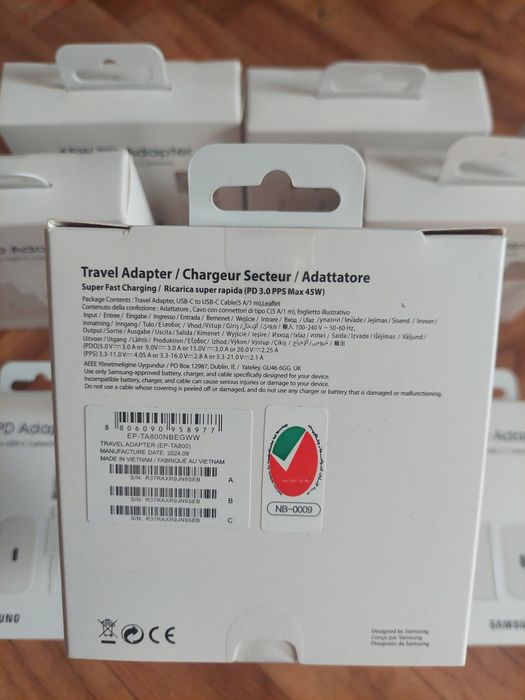 СЗУ Быстрая Зарядка Samsung 45W Цвет-белый с кабелем 5Ампер