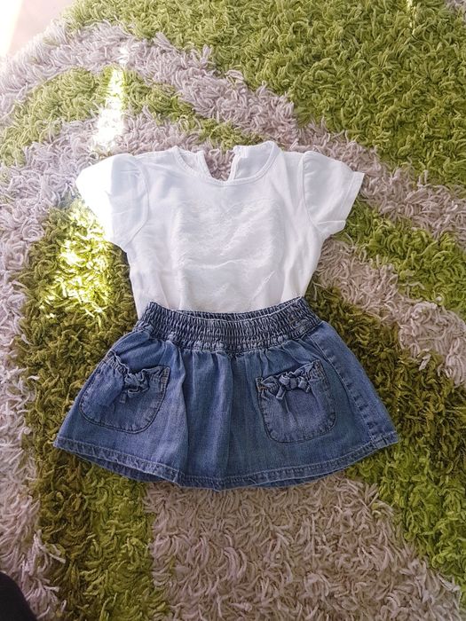 Spodniczka jeans i  koszulka biała rozmiar 62 h&m