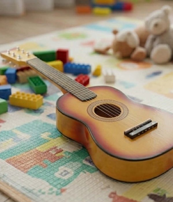 Klasyczna Gitara Drewniana dla Dzieci 6 Strun + Kostka do Nauki Gry