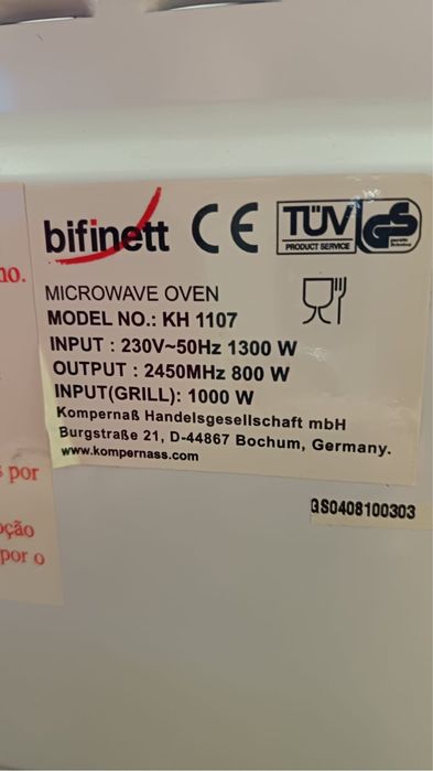 Microondas bifinett 800W usado em ótimo estado